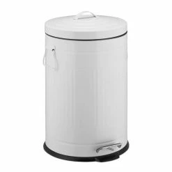 relaxdays Mülleimer »Treteimer "Retro" 20L«, Weiß Grau Silber Schwarz, Schwarz Silber, Weiß Silber Schwarz