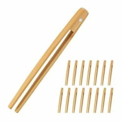 relaxdays Sandwich-Zange 16 x Bambuszange klein