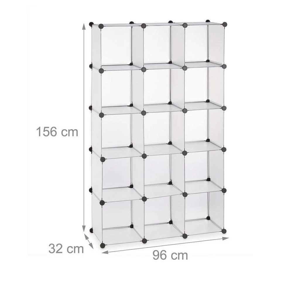 relaxdays Steckregal »Steckregal aus Kunststoff mit 15 Fächern«, Transparent Schwarz, Transparent Schwarz, Weiß 4 relaxdays Steckregal »Steckregal aus Kunststoff mit 15 Fächern«, Transparent Schwarz, Transparent Schwarz, Weiß – Bild 4