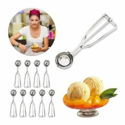 relaxdays Eisportionierer »10 x Eisportionierer Edelstahl 53 mm«