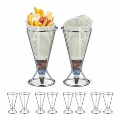 relaxdays Servierständer »10 x Pommeshalter Edelstahl«, Edelstahl