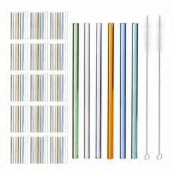 relaxdays Trinkhalme »96 x Strohhalme Glas bunt 23 cm«