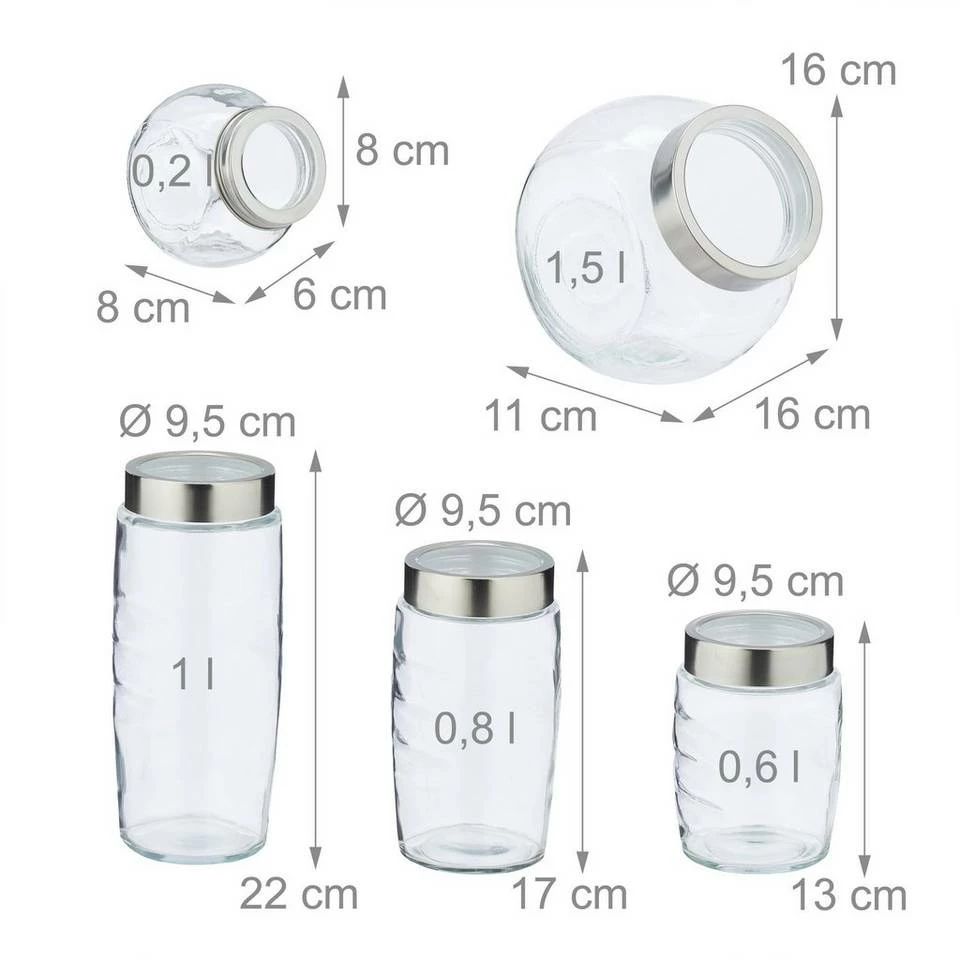 relaxdays Vorratsglas »35 x Vorratsglas 5 Größen«, Glas 4 relaxdays Vorratsglas »35 x Vorratsglas 5 Größen«, Glas – Bild 4