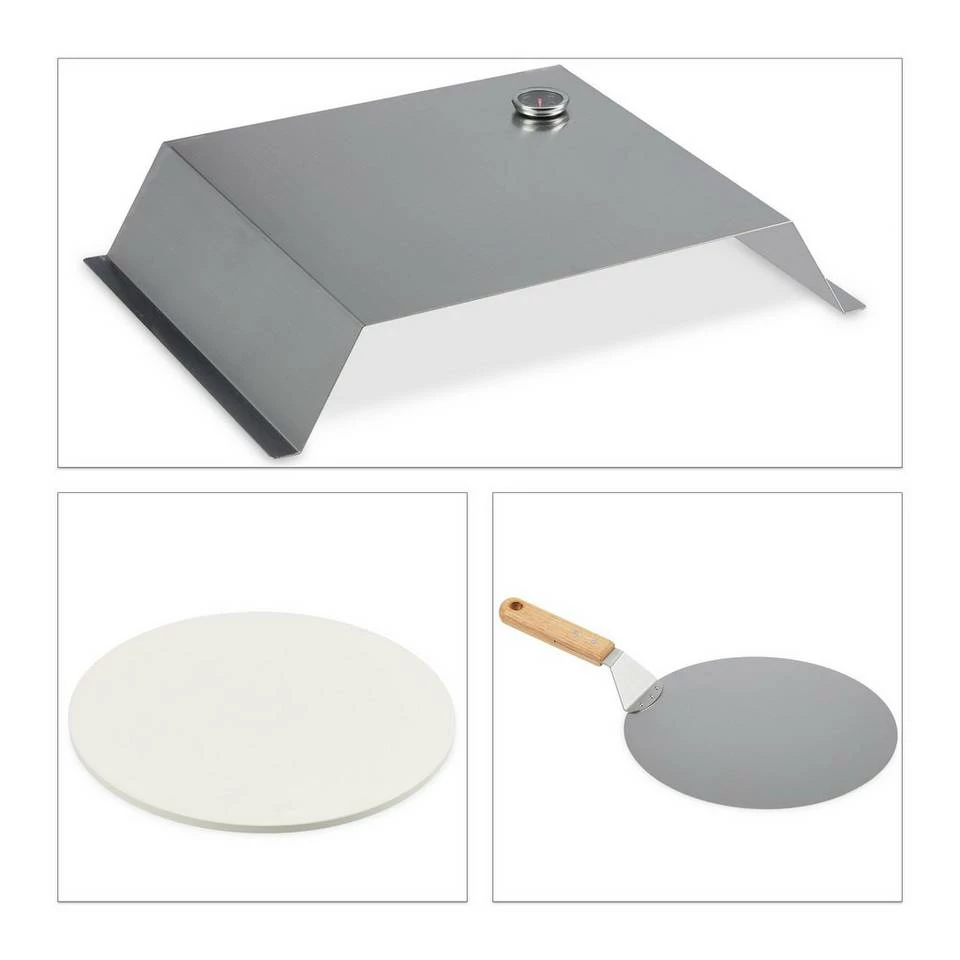 relaxdays Pizzaofen-Grillaufsatz »BBQ Pizzaaufsatz, Pizzastein & Schieber«, Edelstahl 8 relaxdays Pizzaofen-Grillaufsatz »BBQ Pizzaaufsatz, Pizzastein & Schieber«, Edelstahl – Bild 8