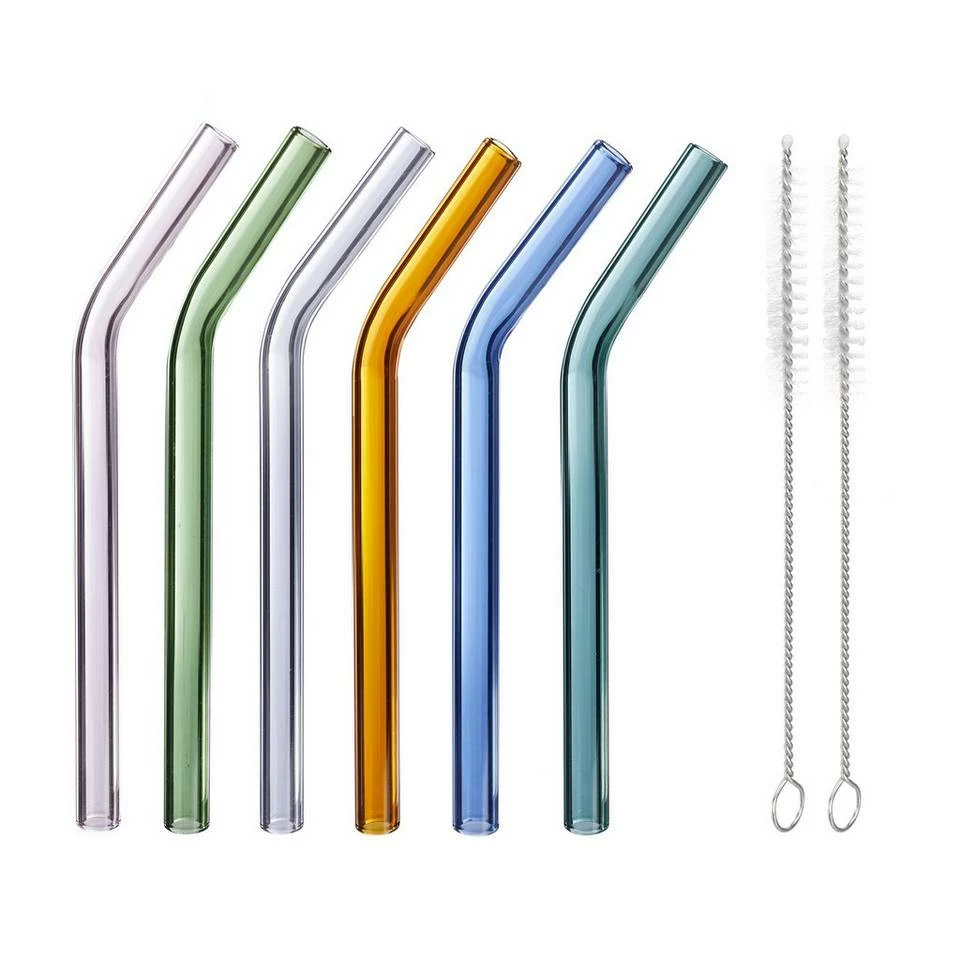 relaxdays Trinkhalme »6er Set Strohhalme Glas gebogen bunt«, Kurz 1 relaxdays Trinkhalme »6er Set Strohhalme Glas gebogen bunt«, Kurz