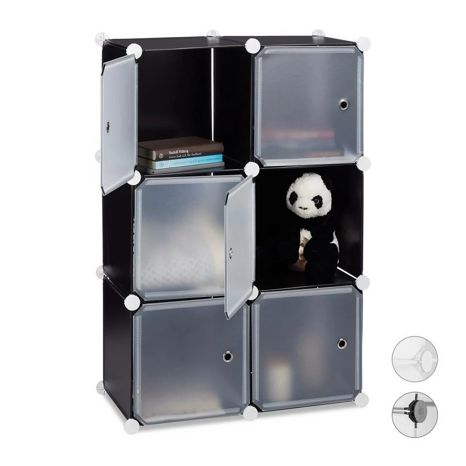 relaxdays Steckregal »Regalsystem mit 6 Türen«, Transparent Weiß Transparent Silber, Schwarz Transparent Weiß, Transparent Silber Schwarz 11 relaxdays Steckregal »Regalsystem mit 6 Türen«, Transparent Weiß Transparent Silber, Schwarz Transparent Weiß, Transparent Silber Schwarz – Bild 11