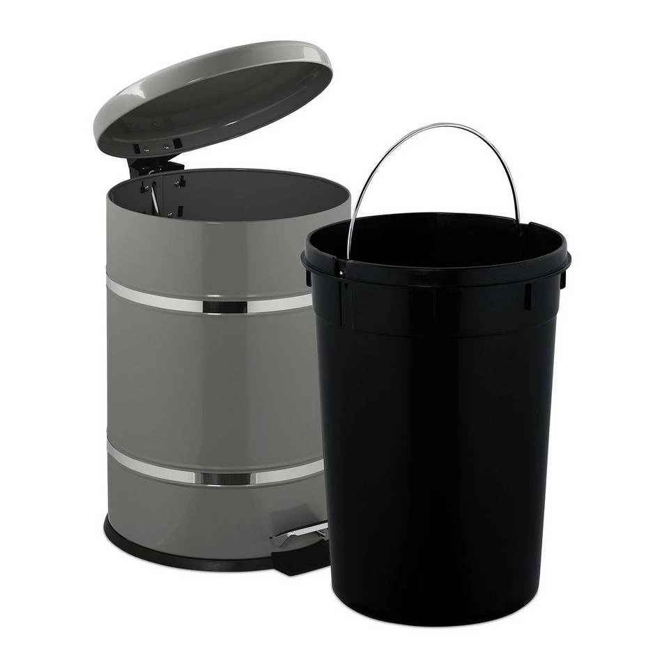 relaxdays Mülleimer »Mülleimer 20 l«, hellgrau Weiß Schwarz Silber, Schwarz Silber, Grau Schwarz Silber 6 relaxdays Mülleimer »Mülleimer 20 l«, hellgrau Weiß Schwarz Silber, Schwarz Silber, Grau Schwarz Silber – Bild 6