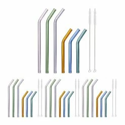 relaxdays Trinkhalme »24 x Strohhalme Glas 15 & 23 cm«