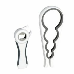 relaxdays Flaschenöffner »Deckelöffner Hilfe 2er Set«, Weiß-Grau Wei&szlig; Grau, Wei&szlig; Gr&uuml;n