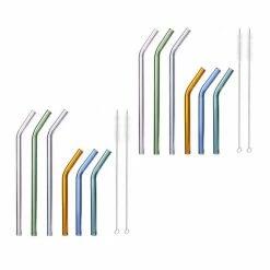 relaxdays Trinkhalme »12 x Strohhalme Glas 15 & 23 cm«