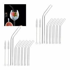 relaxdays Trinkhalme »12 x Strohhalme Glas gebogen 15 cm«