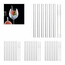 relaxdays Trinkhalme »24 x Strohhalme Glas gerade 15 cm«