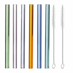 relaxdays Trinkhalme »Strohhalme Glas bunt 6er Set«, Kurz