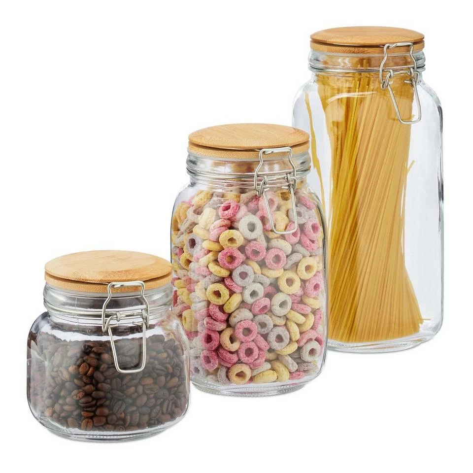 relaxdays Vorratsglas »Vorratsgläser im 3er Set Bügelverschluss«, Glas 1 relaxdays Vorratsglas »Vorratsgläser im 3er Set Bügelverschluss«, Glas