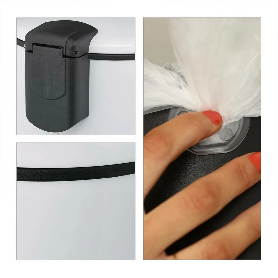 relaxdays Mülleimer »Mülleimer 12 L«, Weiß Grau Silber Schwarz, Weiß Silber Schwarz, Schwarz Silber 8 relaxdays Mülleimer »Mülleimer 12 L«, Weiß Grau Silber Schwarz, Weiß Silber Schwarz, Schwarz Silber – Bild 8