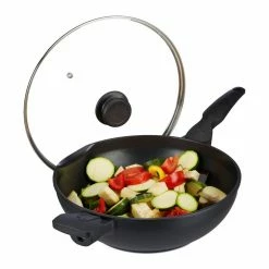 relaxdays Wok »Wokpfanne mit Deckel 30 cm«