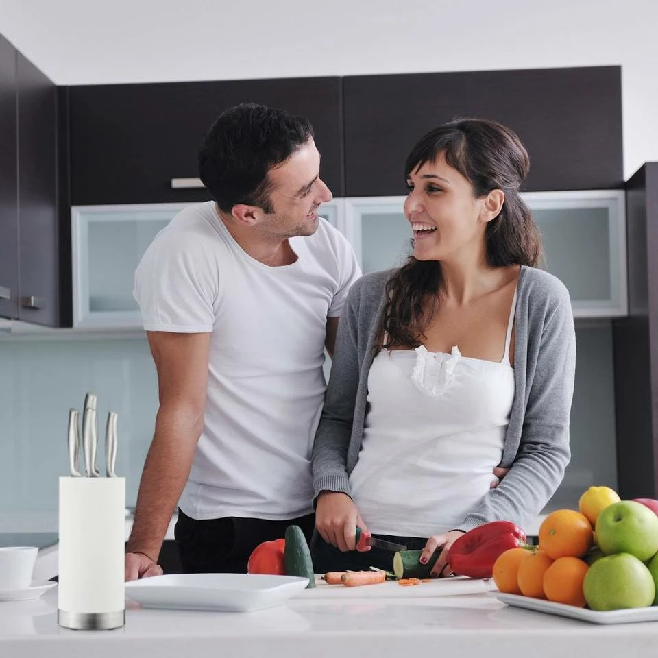 relaxdays Messerblock »Messerblock rund«, Weiß Weiß Schwarz Silber, Schwarz Silber 3 relaxdays Messerblock »Messerblock rund«, Weiß Weiß Schwarz Silber, Schwarz Silber – Bild 3