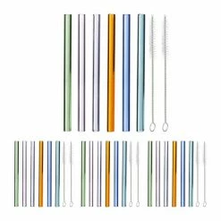 relaxdays Trinkhalme »24 x Strohhalme Glas bunt 15 cm«
