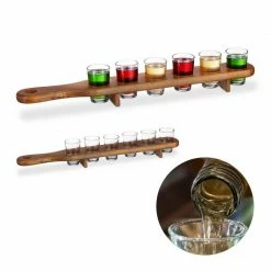 relaxdays Gläser-Set »2 x Schnapsbrett Holz mit je 6 Gläsern«, Holz