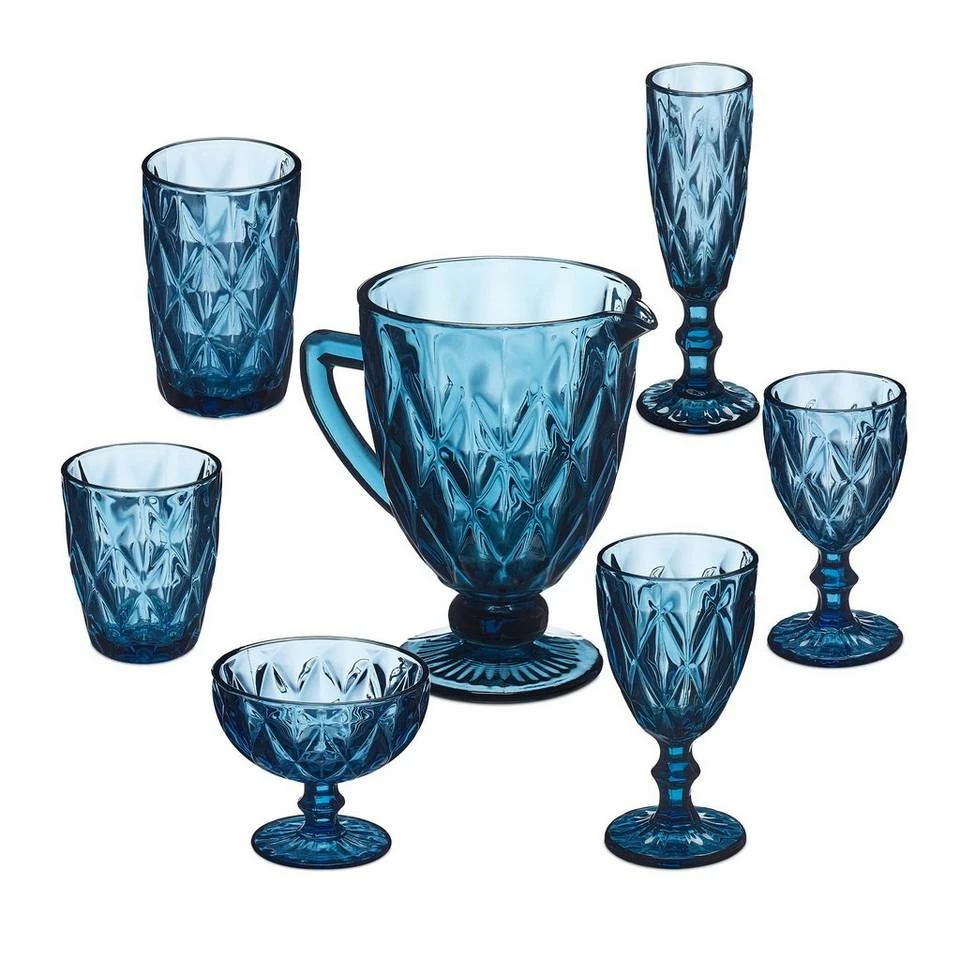 relaxdays Gläser-Set »7-tlg. Gläser Set blau«, Glas 1 relaxdays Gläser-Set »7-tlg. Gläser Set blau«, Glas