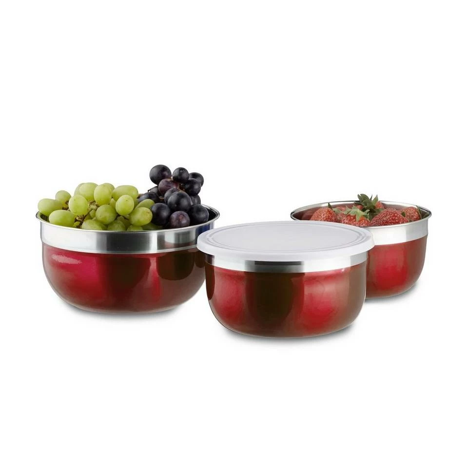 relaxdays Schüssel »Schüssel Set mit Deckel 3-teilig«, Edelstahl, Grün Rot Silber Transparent, Dunkelblau Silber Transparent, Dunkelgrün Silber Transparent 9 relaxdays Schüssel »Schüssel Set mit Deckel 3-teilig«, Edelstahl, Grün Rot Silber Transparent, Dunkelblau Silber Transparent, Dunkelgrün Silber Transparent – Bild 9
