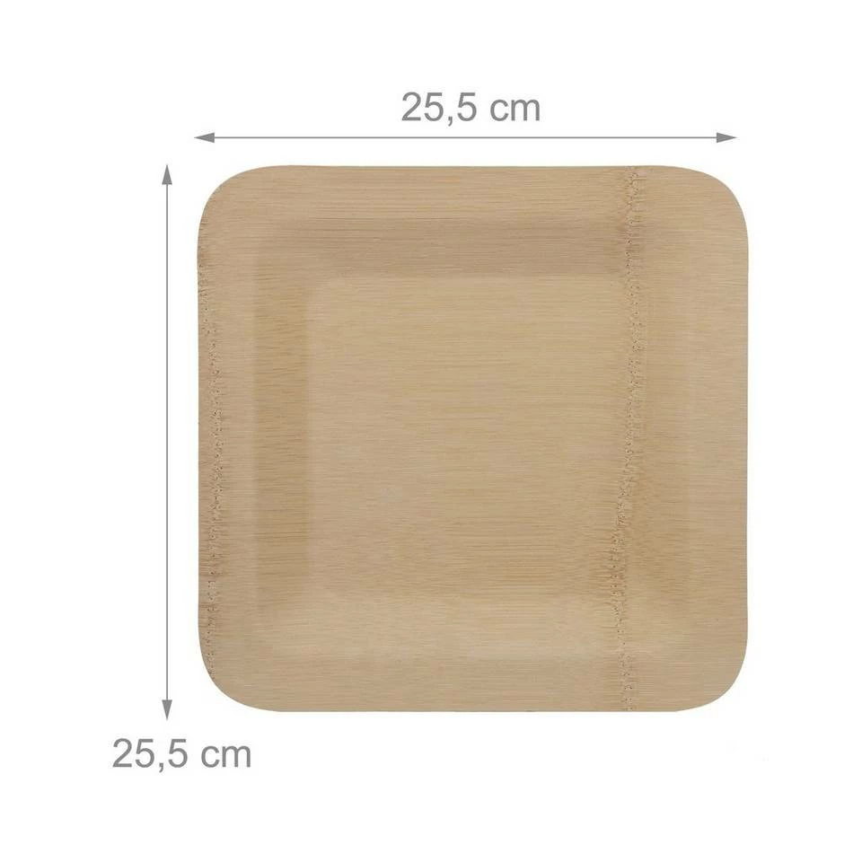 relaxdays Einwegteller »50 x Bambus Teller eckig 25,5 cm« 4 relaxdays Einwegteller »50 x Bambus Teller eckig 25,5 cm« – Bild 4