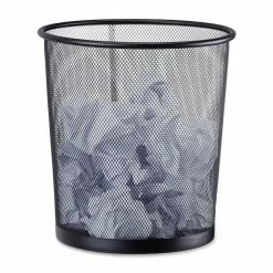 relaxdays Papierkorb »Papierkorb rund Drahtgeflecht«, Schwarz Silber