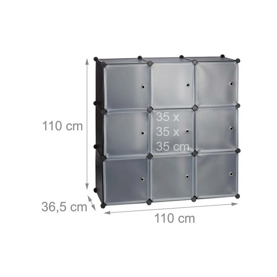 relaxdays Steckregal »Steckregal Kunststoff 9 Fächer«, Schwarz Transparent Schwarz Silber, Schwarz Transparent Silber, Weiß Transparent Silber 4 relaxdays Steckregal »Steckregal Kunststoff 9 Fächer«, Schwarz Transparent Schwarz Silber, Schwarz Transparent Silber, Weiß Transparent Silber – Bild 4