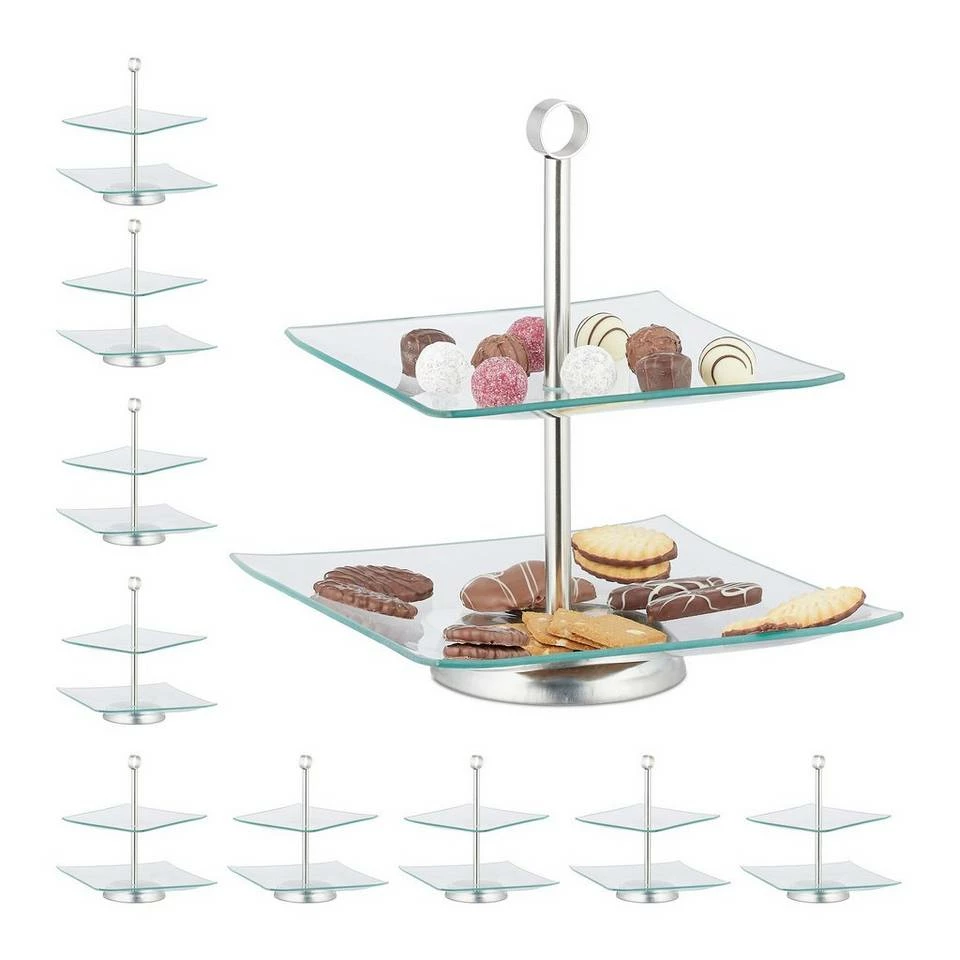 relaxdays Etagere »10 x Etagere 2-stufig«, Glas 1 relaxdays Etagere »10 x Etagere 2-stufig«, Glas