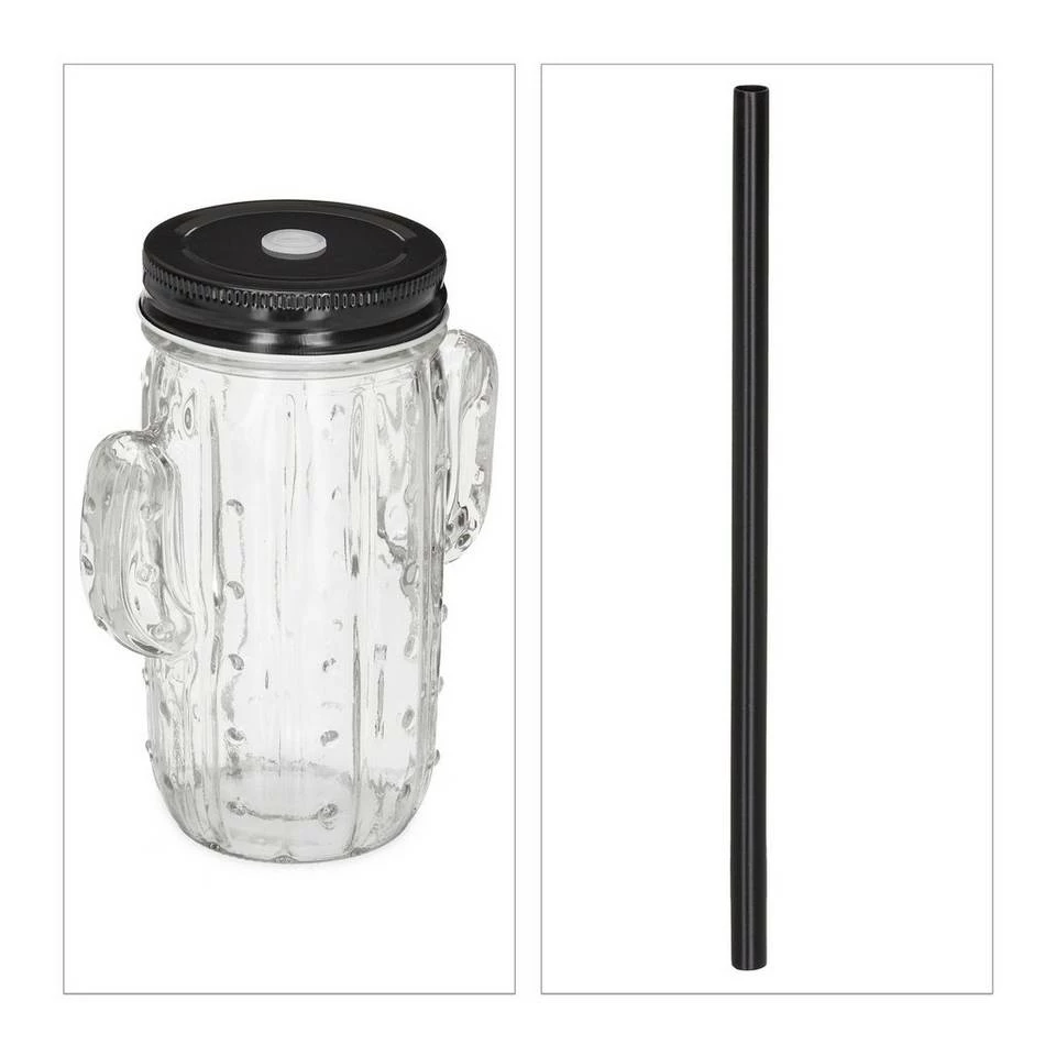 relaxdays Gläser-Set »8er Set Trinkgläser Kaktus mit Strohhalm«, Glas, mit abnehmbaren Deckel 9 relaxdays Gläser-Set »8er Set Trinkgläser Kaktus mit Strohhalm«, Glas, mit abnehmbaren Deckel – Bild 9