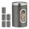 relaxdays Vorratsdose »6x Vorratsdose mit Sichtfenster grau«, Eisen