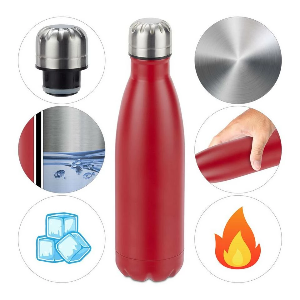 relaxdays Isolierflasche »9 x Trinkflasche Edelstahl silber« 6 relaxdays Isolierflasche »9 x Trinkflasche Edelstahl silber« – Bild 6