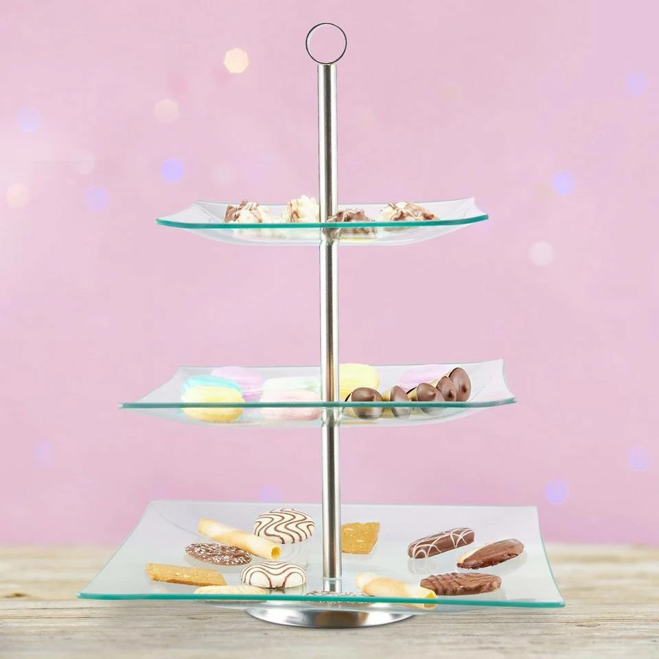 relaxdays Etagere »Etagere 3 Etagen«, Glas 2 relaxdays Etagere »Etagere 3 Etagen«, Glas – Bild 2