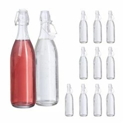 relaxdays Trinkflasche »Glasflasche mit Bügelverschluss 12er Set«
