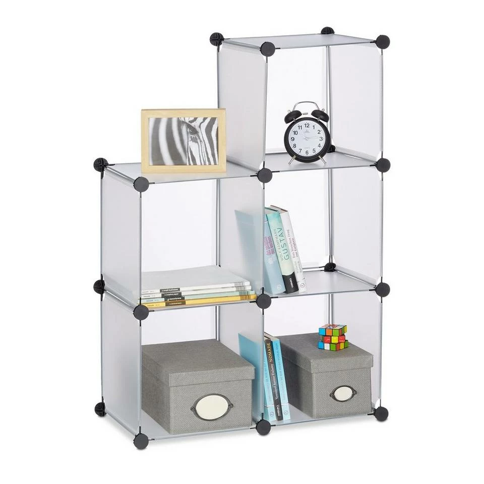 relaxdays Steckregal »Regalsystem 6 Fächer«, Transparent Schwarz, Weiß, Transparent Schwarz 3 relaxdays Steckregal »Regalsystem 6 Fächer«, Transparent Schwarz, Weiß, Transparent Schwarz – Bild 3