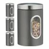 relaxdays Vorratsdose »4x Vorratsdose mit Sichtfenster grau«, Eisen
