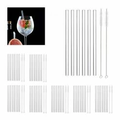 relaxdays Trinkhalme »48 x Strohhalme Glas gerade 23 cm«