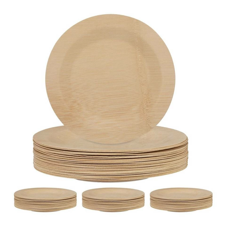 relaxdays Einwegteller »100 x Bambus Teller rund 23 cm« 1 relaxdays Einwegteller »100 x Bambus Teller rund 23 cm«
