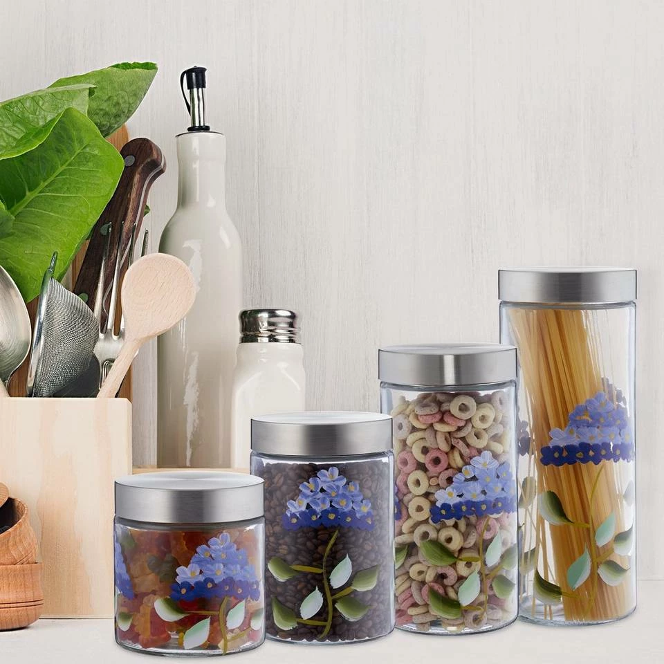 relaxdays Vorratsglas »4er Set Vorratsgläser Blumenmuster«, Glas 2 relaxdays Vorratsglas »4er Set Vorratsgläser Blumenmuster«, Glas – Bild 2