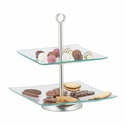 relaxdays Etagere »Etagere 2-stufig«, Glas