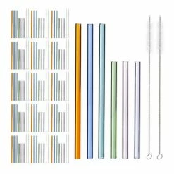 relaxdays Trinkhalme »96 x Strohhalme Glas bunt 15 & 23 cm«