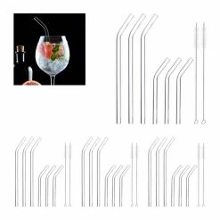 relaxdays Trinkhalme »24 x Strohhalme Glas gebogen 15 & 23 cm«
