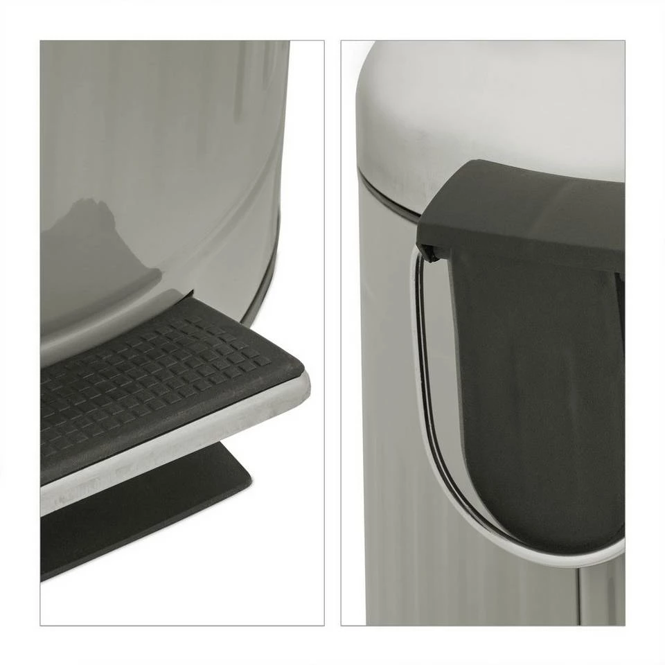 relaxdays Mülleimer »Mülleimer 12 Liter«, hellgrau Grau Silber Schwarz, Schwarz Silber, Weiß Silber Schwarz 8 relaxdays Mülleimer »Mülleimer 12 Liter«, hellgrau Grau Silber Schwarz, Schwarz Silber, Weiß Silber Schwarz – Bild 8