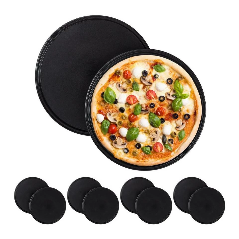 relaxdays Pizzablech »10 x Pizzablech rund«, Stahl 1 relaxdays Pizzablech »10 x Pizzablech rund«, Stahl