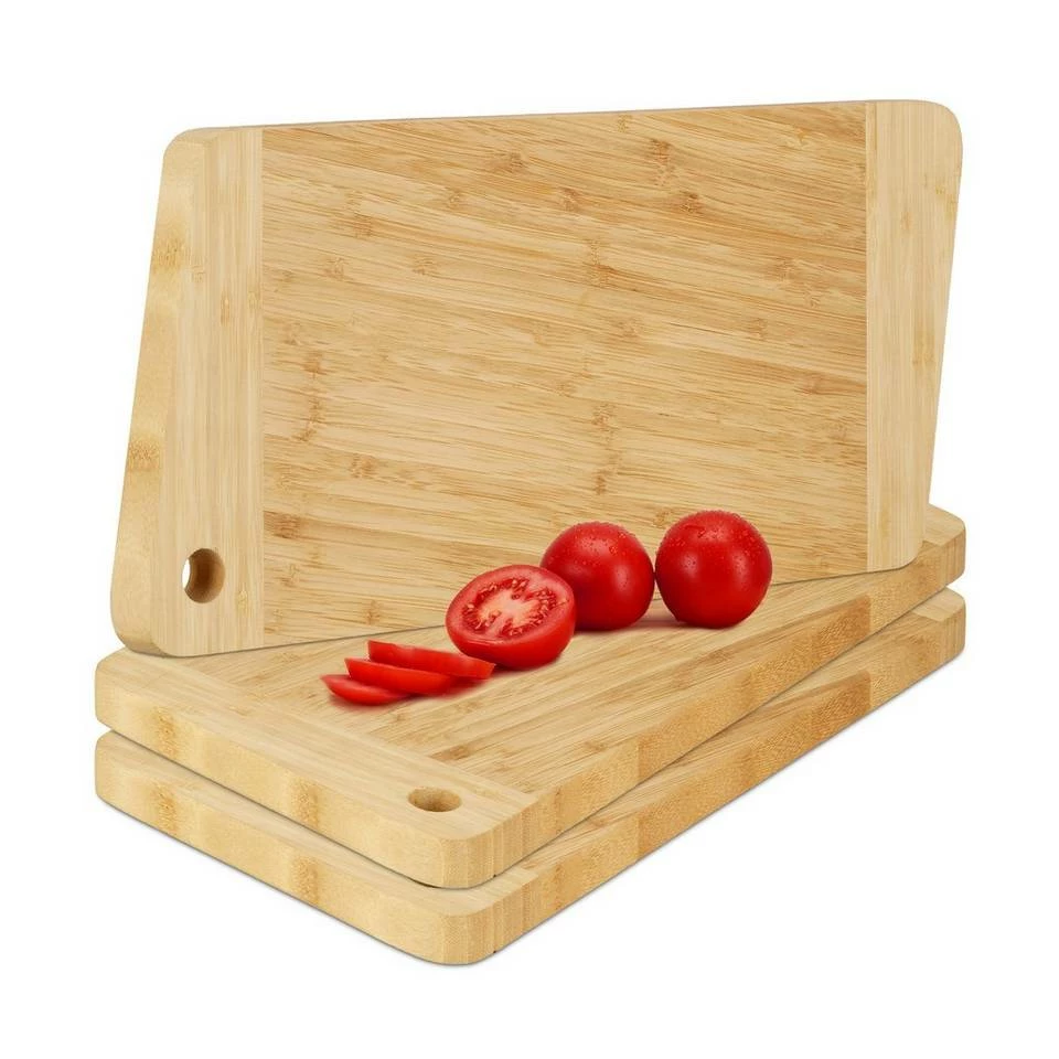 relaxdays Schneidebrett »3 x Schneidebrett Bambus mit Loch«, Bambus 1 relaxdays Schneidebrett »3 x Schneidebrett Bambus mit Loch«, Bambus