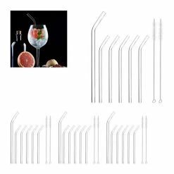 relaxdays Trinkhalme »24 x Strohhalme Glas gebogen 23 cm«