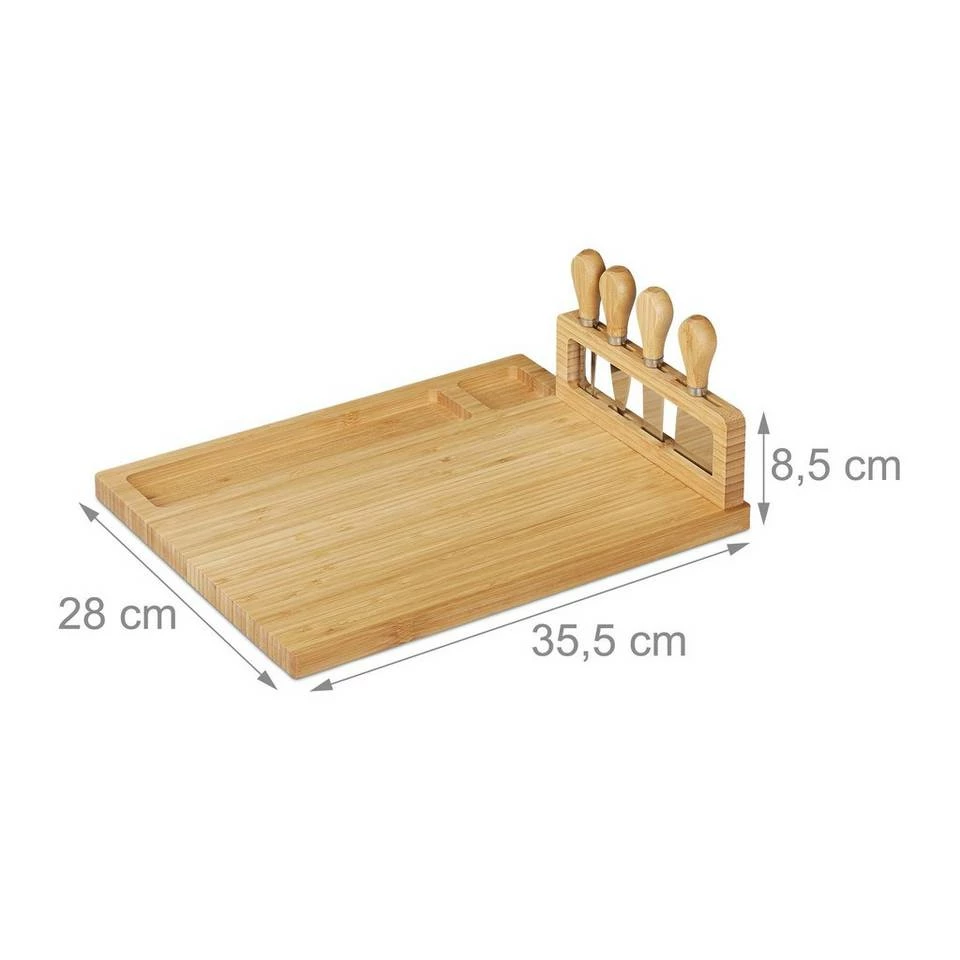 relaxdays Käsebrett »Bambus Käsebrett mit Besteck«, Bambus 4 relaxdays Käsebrett »Bambus Käsebrett mit Besteck«, Bambus – Bild 4