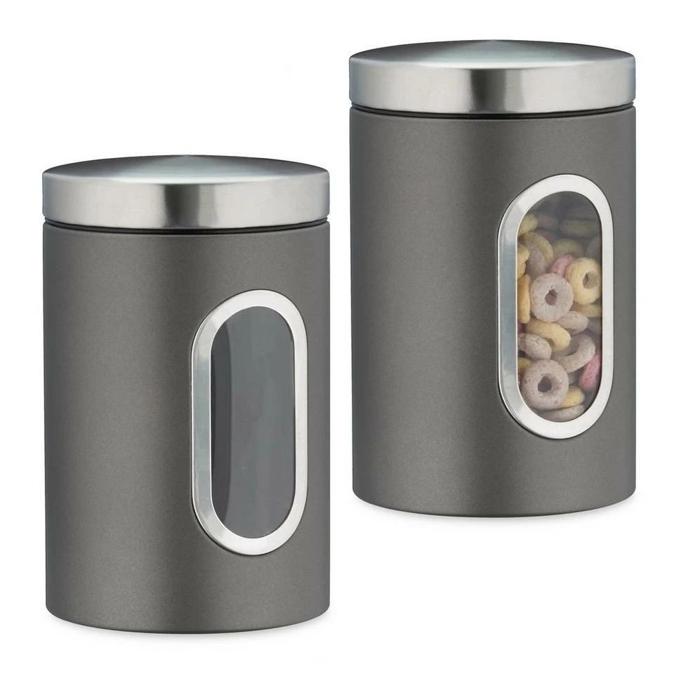 relaxdays Vorratsdose »2x Vorratsdose mit Sichtfenster grau«, Eisen 1 relaxdays Vorratsdose »2x Vorratsdose mit Sichtfenster grau«, Eisen
