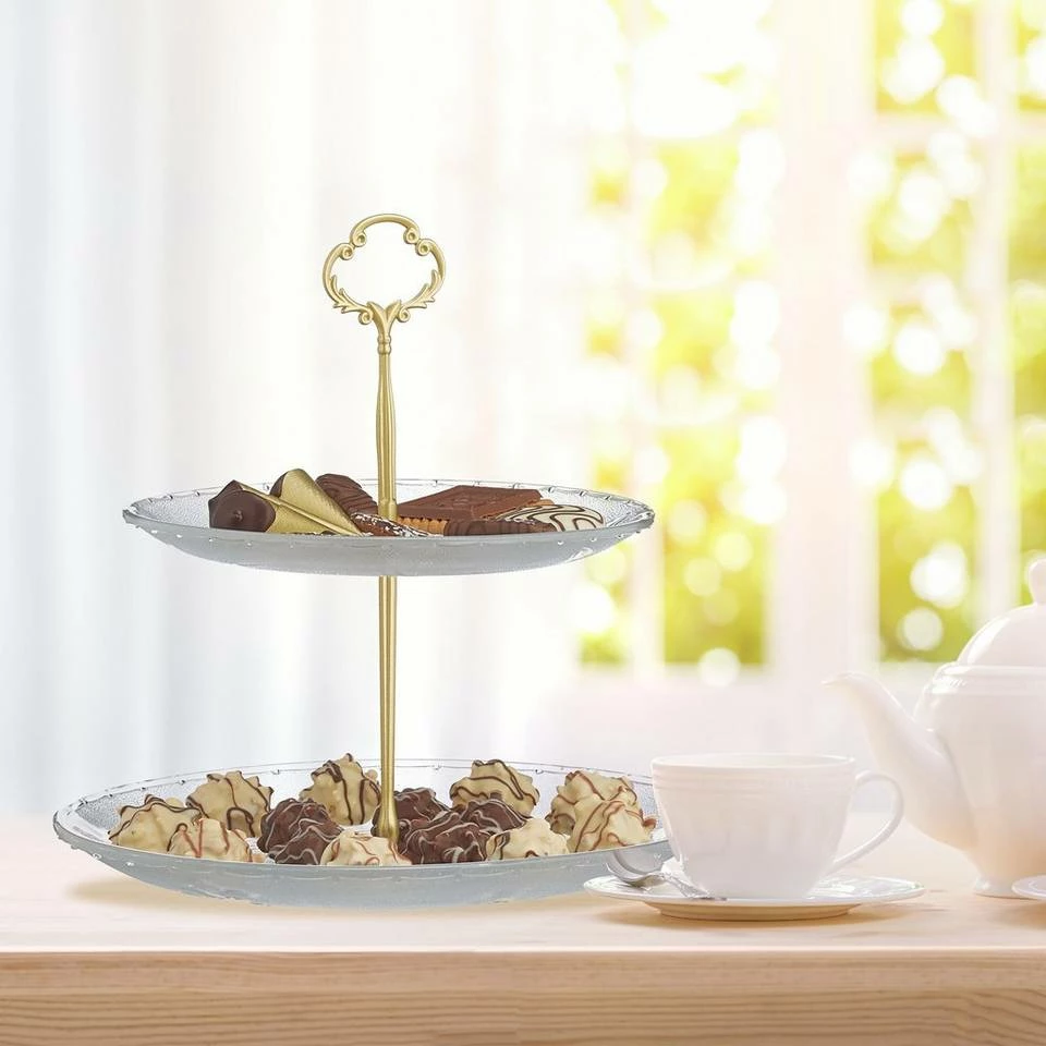 relaxdays Etagere »Zweistöckige Etagere aus Glas«, Glas 2 relaxdays Etagere »Zweistöckige Etagere aus Glas«, Glas – Bild 2