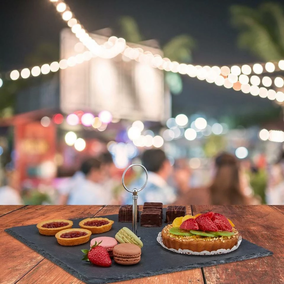 relaxdays Servierplatte »Schieferplatte mit Griff eckig«, Schiefer 2 relaxdays Servierplatte »Schieferplatte mit Griff eckig«, Schiefer – Bild 2